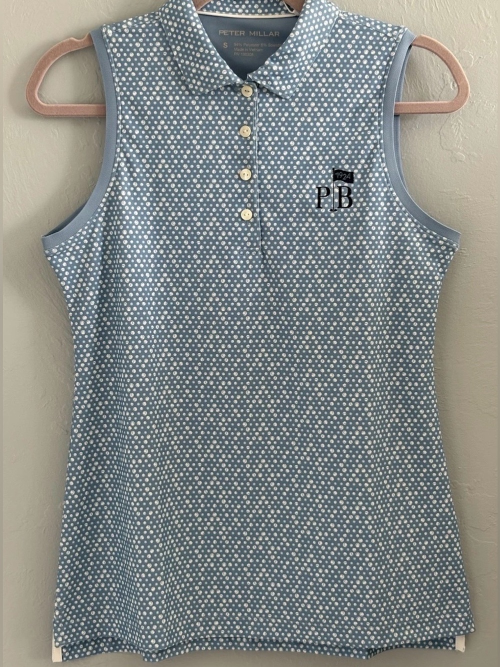 Peter Millar Blue Sleeveless Golf Polo Shirt Logo Women’s S NWT